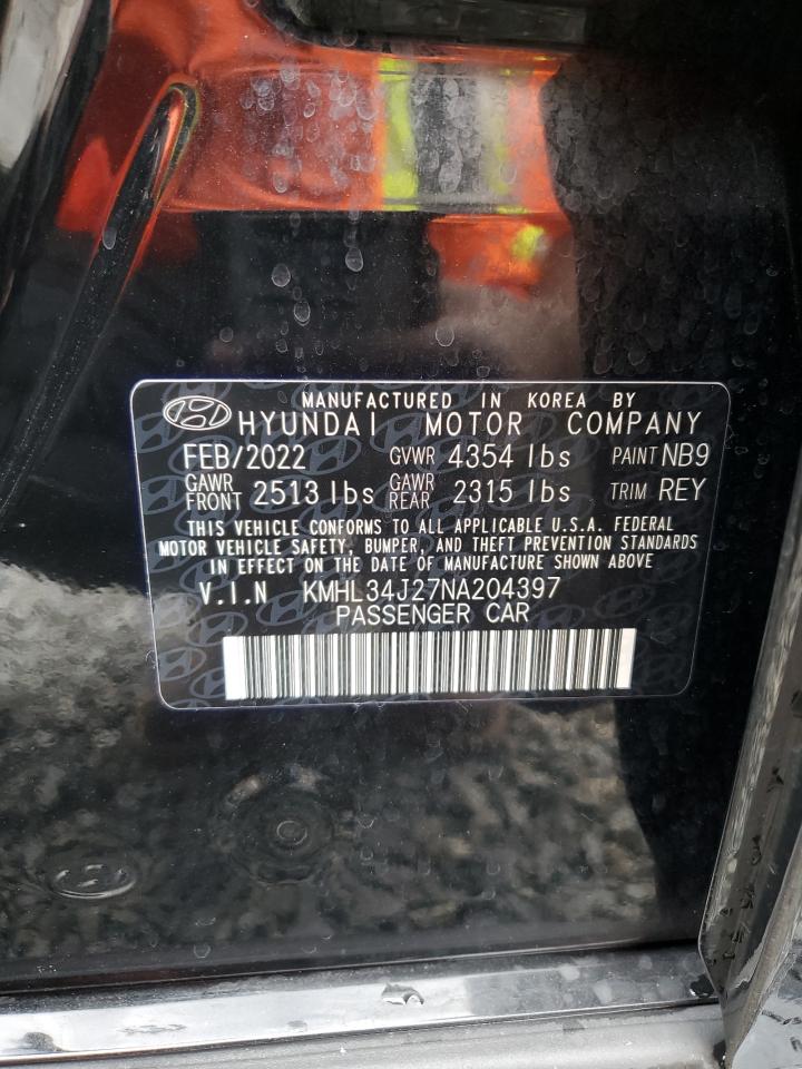 2022 Hyundai Sonata Limited VIN: KMHL34J27NA204397 Lot: 86257064