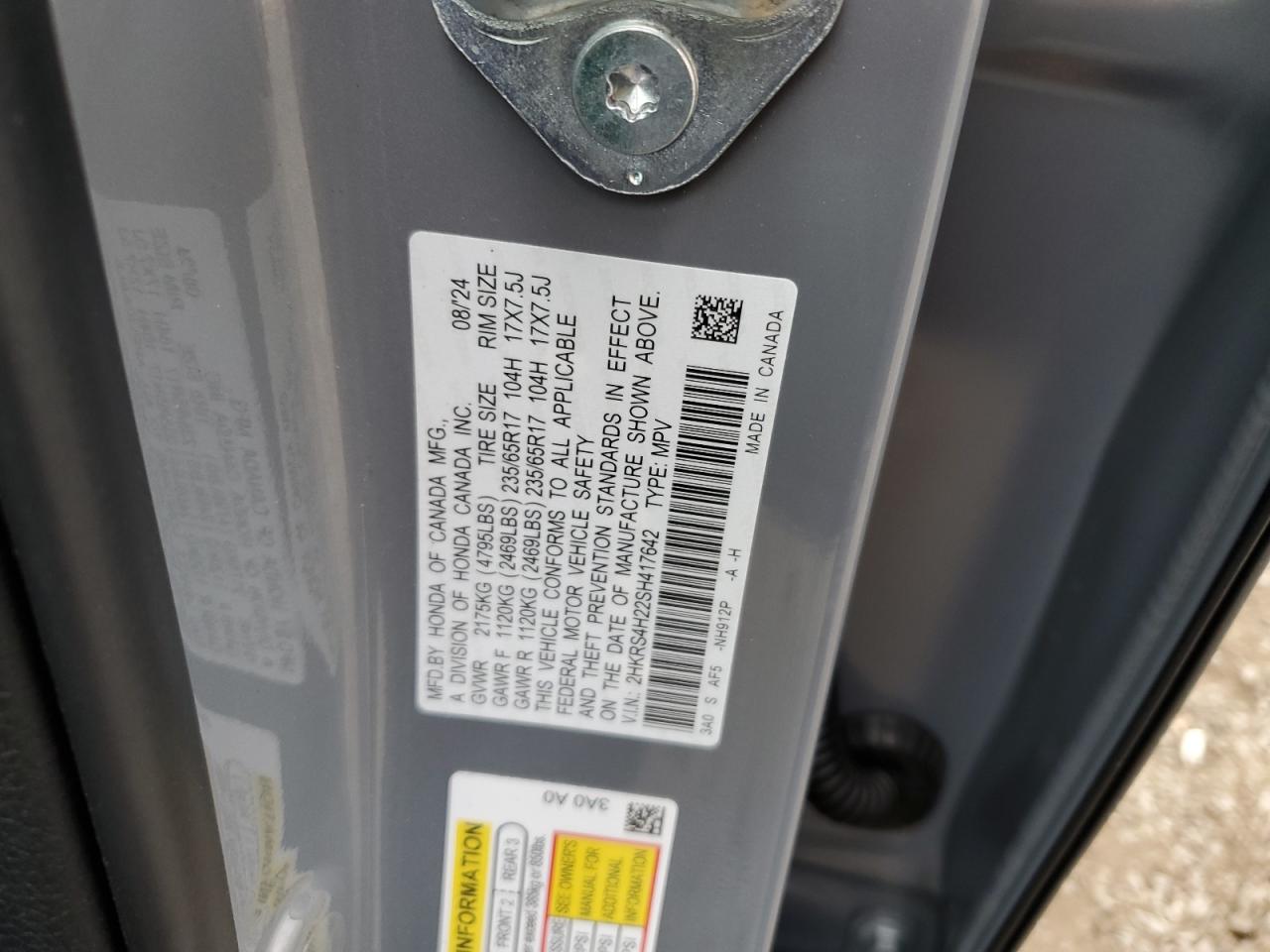 2HKRS4H22SH417642 HONDA CRV 2025