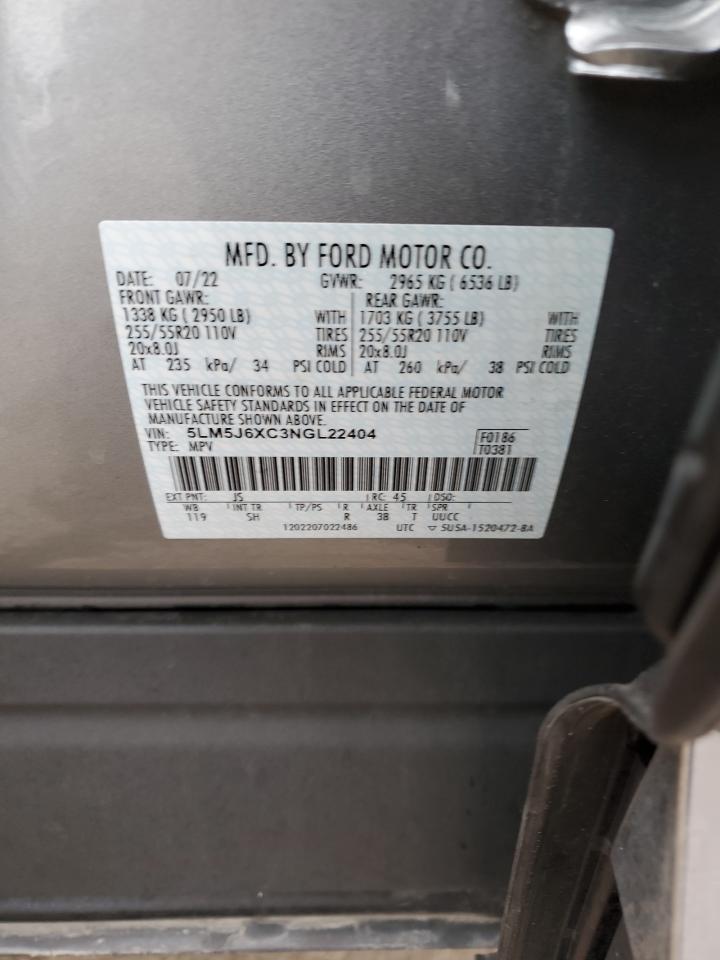 2022 Lincoln Aviator VIN: 5LM5J6XC3NGL22404 Lot: 85537784