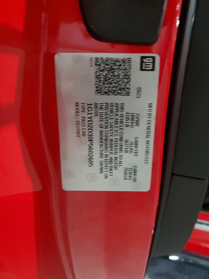 2023 Chevrolet Corvette Z06 1Lz VIN: 1G1YD2D30P5602605 Lot: 86160944