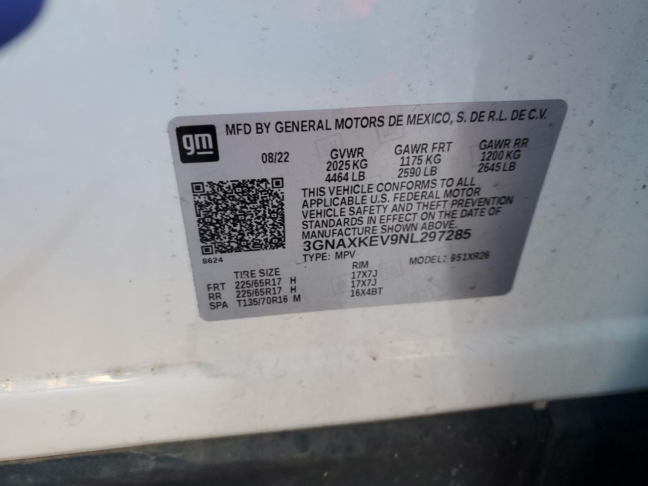 VIN 3GNAXKEV9NL297285 2022 CHEVROLET EQUINOX no.13