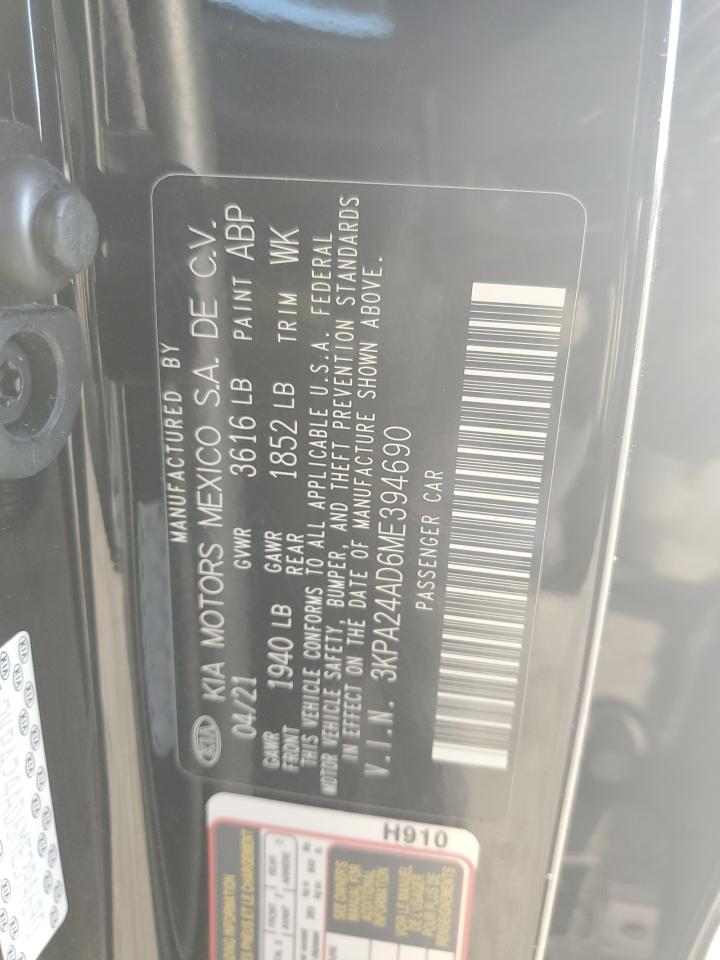 2021 Kia Rio Lx VIN: 3KPA24AD6ME394690 Lot: 84017844