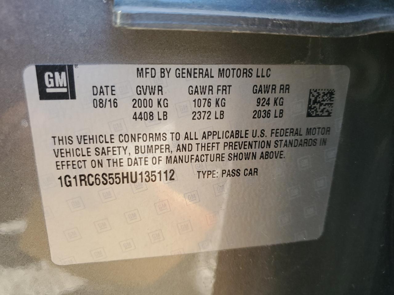 VIN 1G1RC6S55HU135112 2017 CHEVROLET VOLT no.12