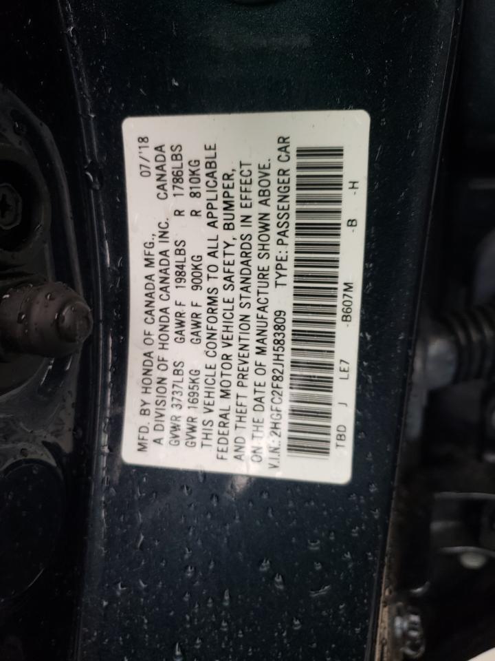 VIN 2HGFC2F82JH583809 2018 HONDA CIVIC no.12