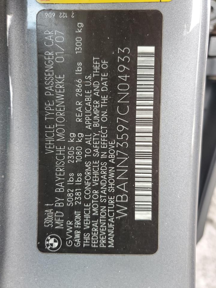 2007 BMW 530 Xit VIN: WBANN73597CN04933 Lot: 84727224