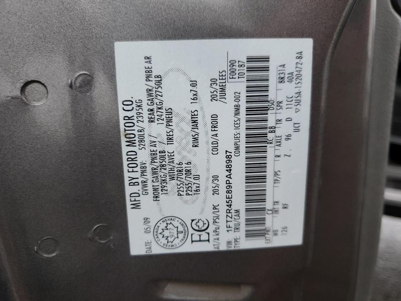 2009 Ford Ranger Super Cab VIN: 1FTZR45E89PA48987 Lot: 86251574