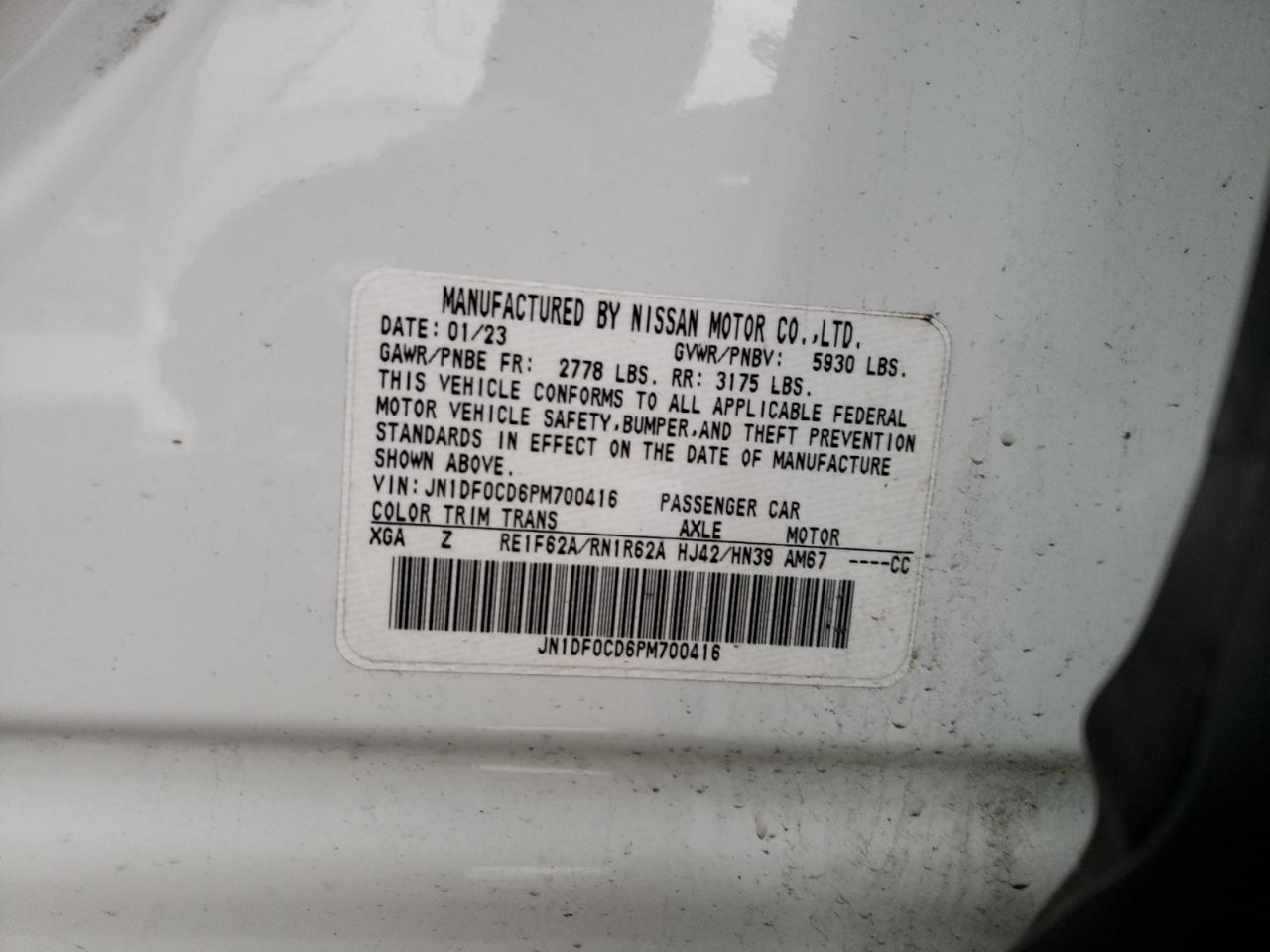 VIN JN1DF0CD6PM700416 2023 NISSAN ARIYA PLAT no.13