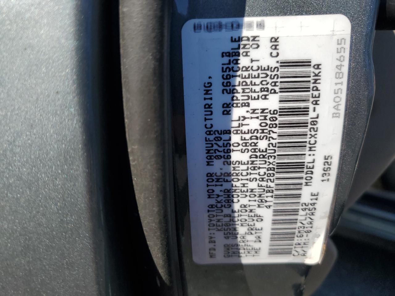 2003 Toyota Avalon Xl VIN: 4T1BF28BX3U277806 Lot: 84801954