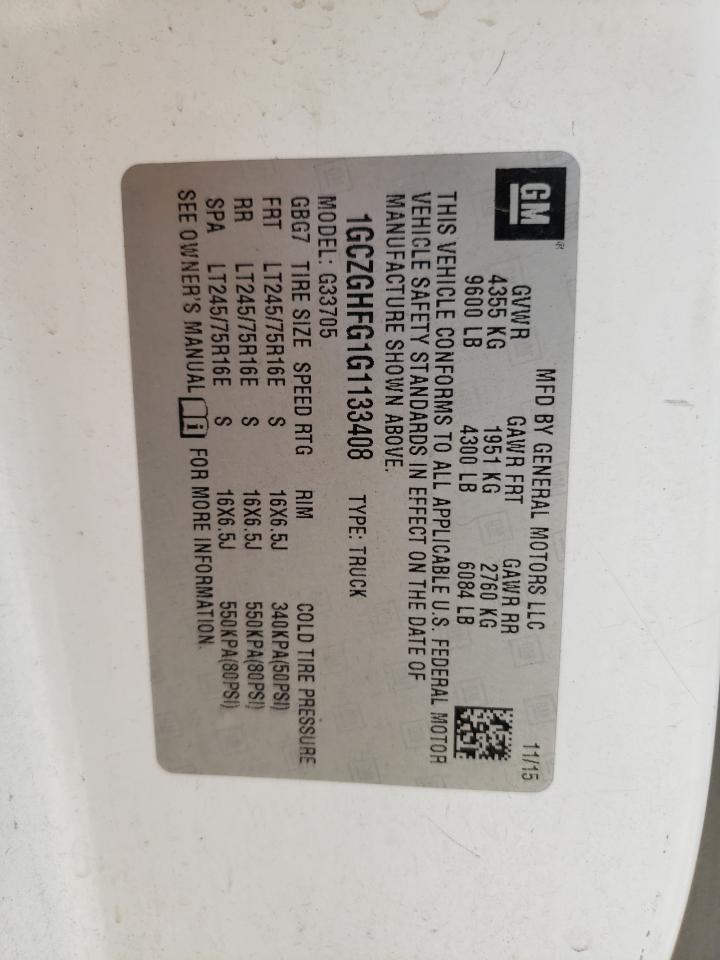 1GCZGHFG1G1133408 CHEVROLET EXPRESS 2016