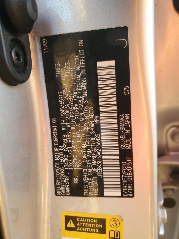 2010 Toyota Highlander VIN: JTEBK3EH3A2156425 Lot: 86707584