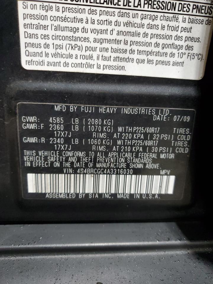 2010 Subaru Outback 2.5I Premium VIN: 4S4BRCGC4A3316030 Lot: 85542274