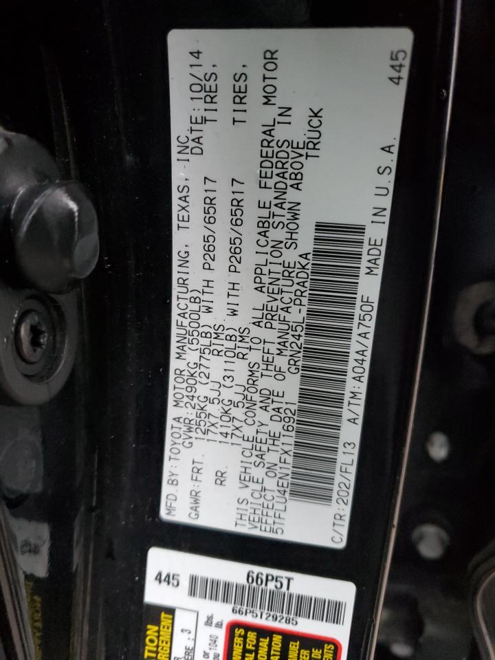 VIN 5TFLU4EN1FX116921 2015 TOYOTA TACOMA no.12