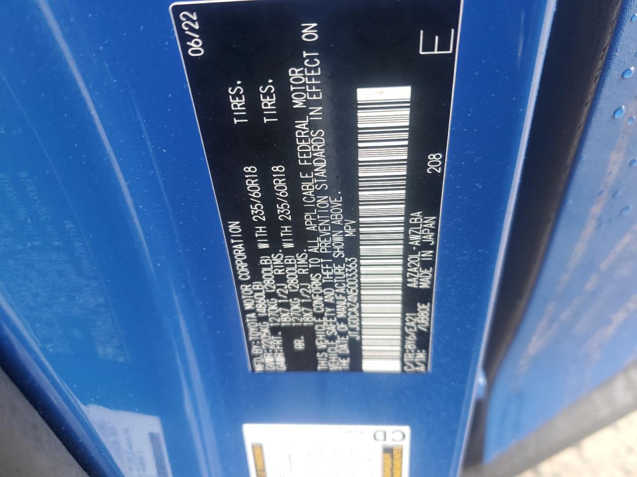 2022 Lexus Nx 250 VIN: JTJGDCAZ4N5003363 Lot: 86794724