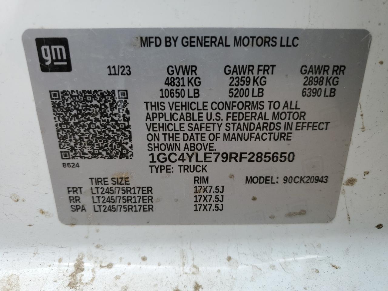 2024 Chevrolet Silverado K2500 Heavy Duty VIN: 1GC4YLE79RF285650 Lot: 86277164