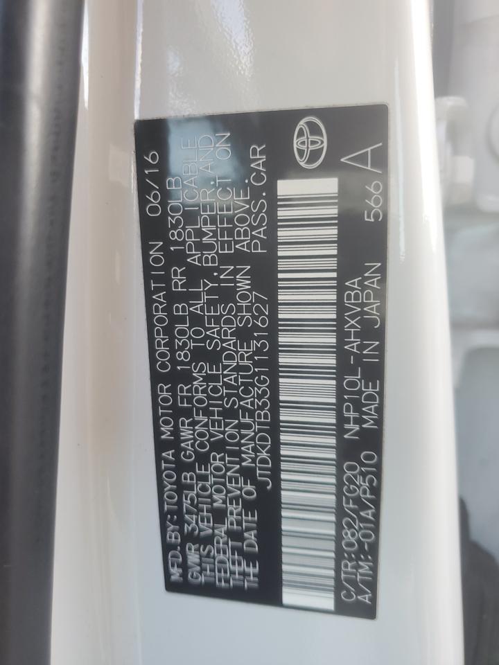 VIN JTDKDTB33G1131627 2016 TOYOTA PRIUS no.12