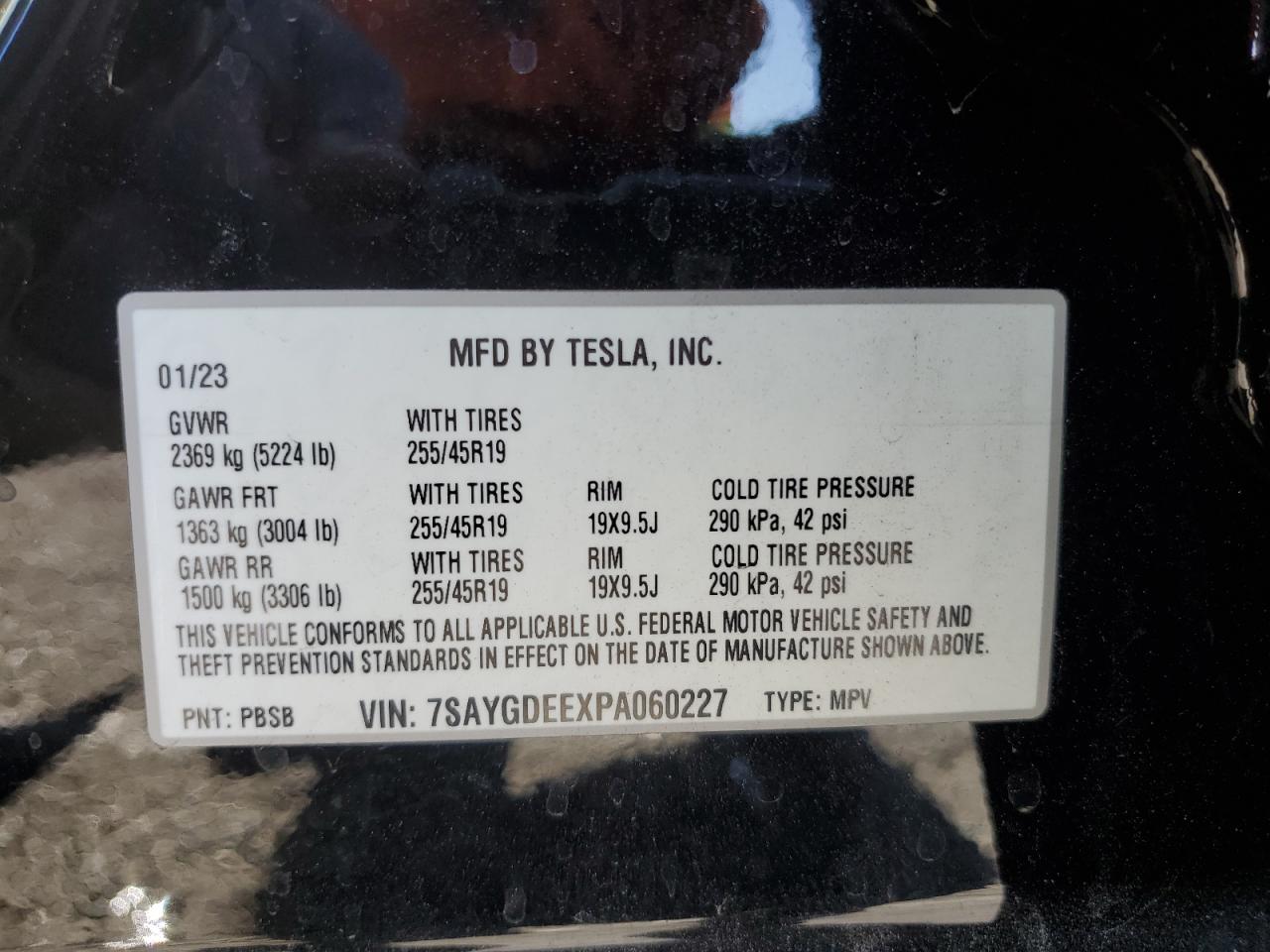 2023 Tesla Model Y VIN: 7SAYGDEEXPA060227 Lot: 82843544