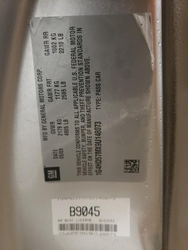 2009 Buick Lucerne Cxl VIN: 1G4HD57MX9U148073 Lot: 87168044