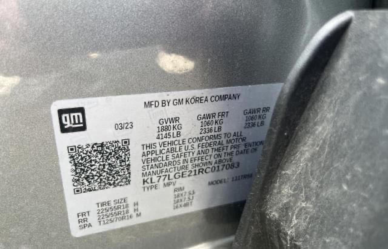 2024 Chevrolet Trax 1Rs VIN: KL77LGE21RC017083 Lot: 87335314