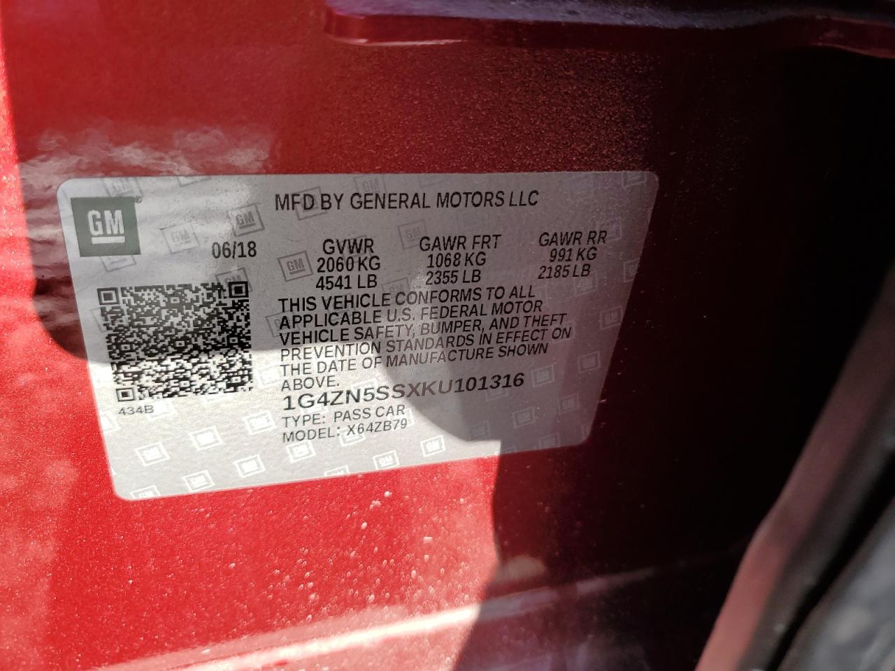 2019 Buick Lacrosse Preferred VIN: 1G4ZN5SSXKU101316 Lot: 84467144