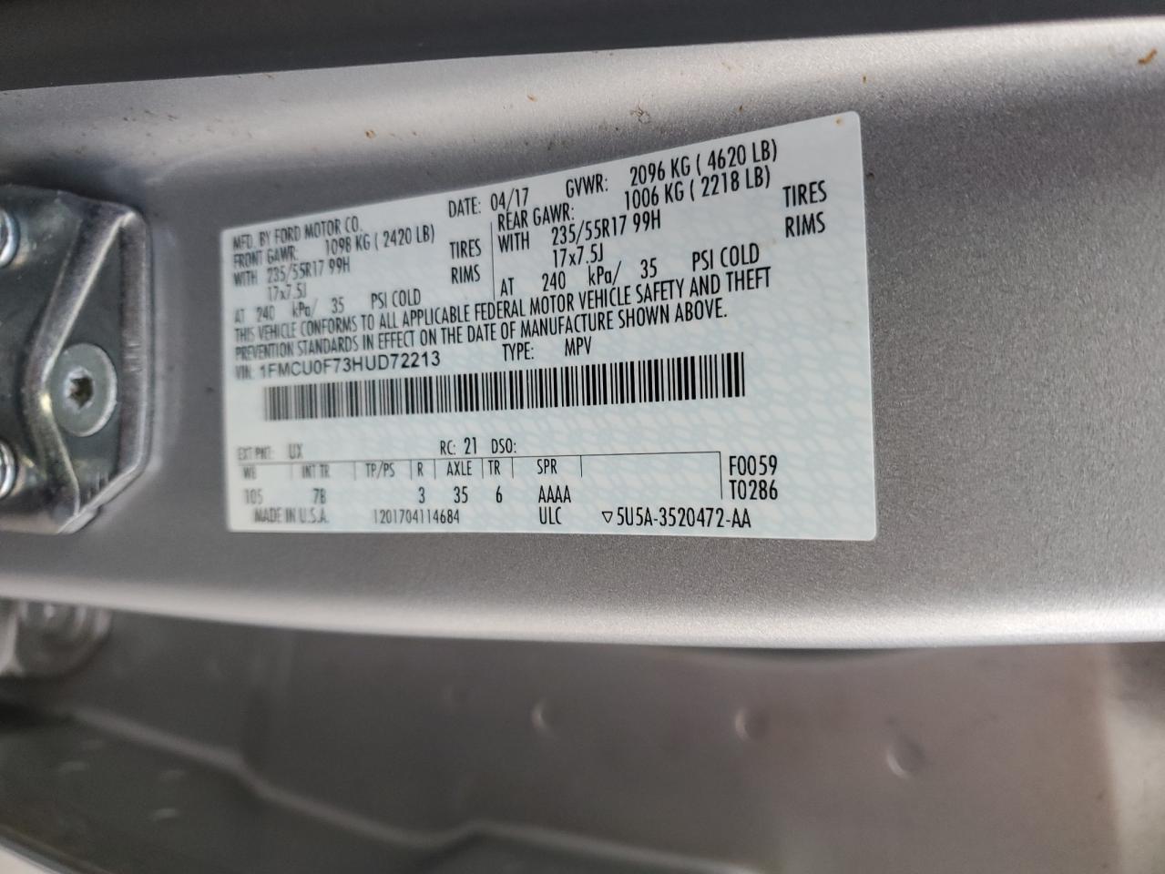 1FMCU0F73HUD72213 2017 FORD ESCAPE - Image 13