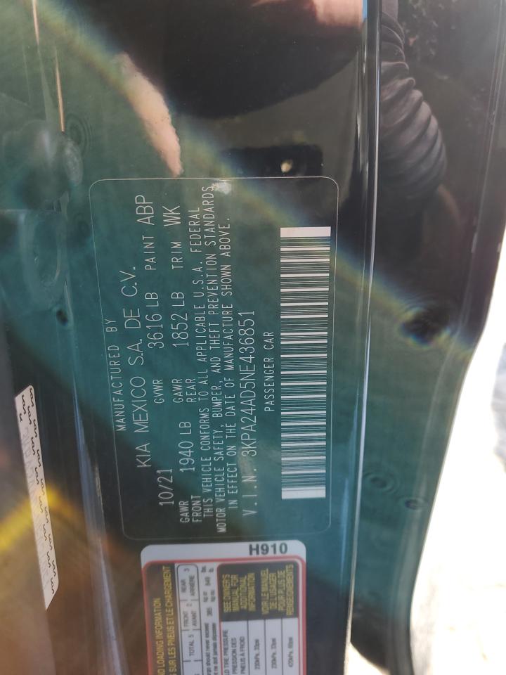 2022 Kia Rio Lx VIN: 3KPA24AD5NE436851 Lot: 83152654