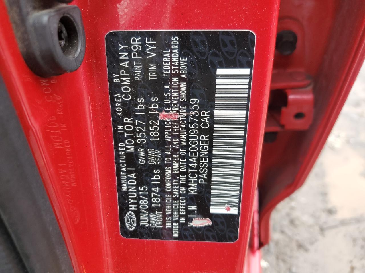 2016 Hyundai Accent Se VIN: KMHCT4AE0GU957359 Lot: 85051864