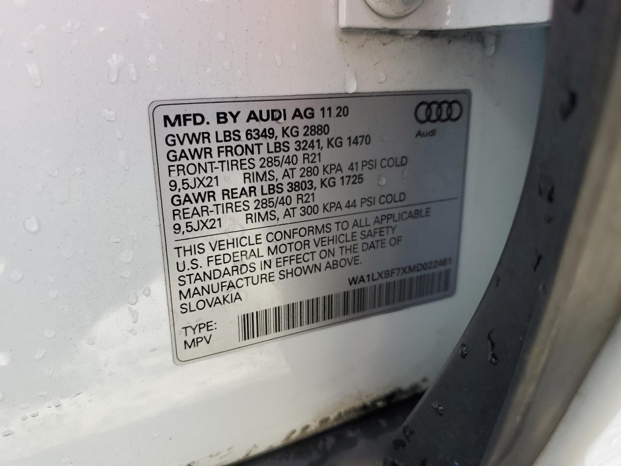 VIN WA1LXBF7XMD022461 2021 AUDI Q7 no.13