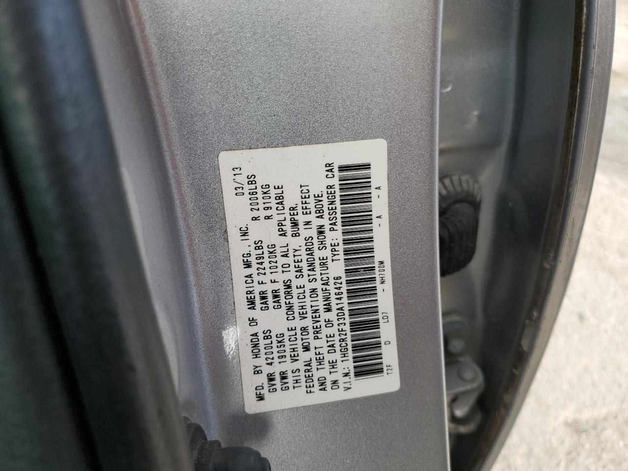 VIN 1HGCR2F33DA146426 2013 HONDA ACCORD no.12