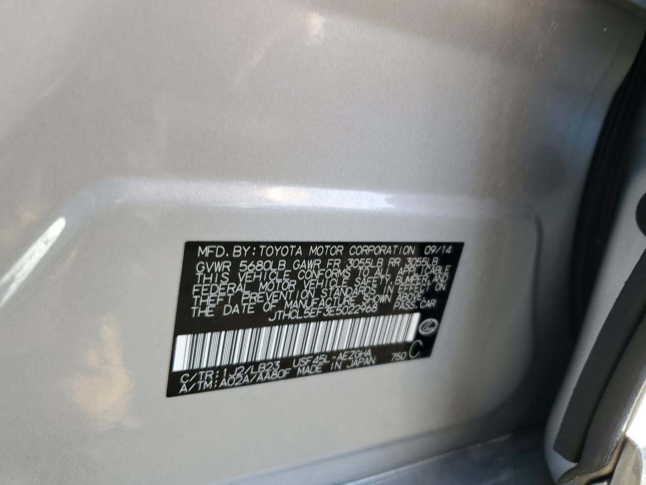 2014 Lexus Ls 460 VIN: JTHCL5EF3E5022968 Lot: 86642464