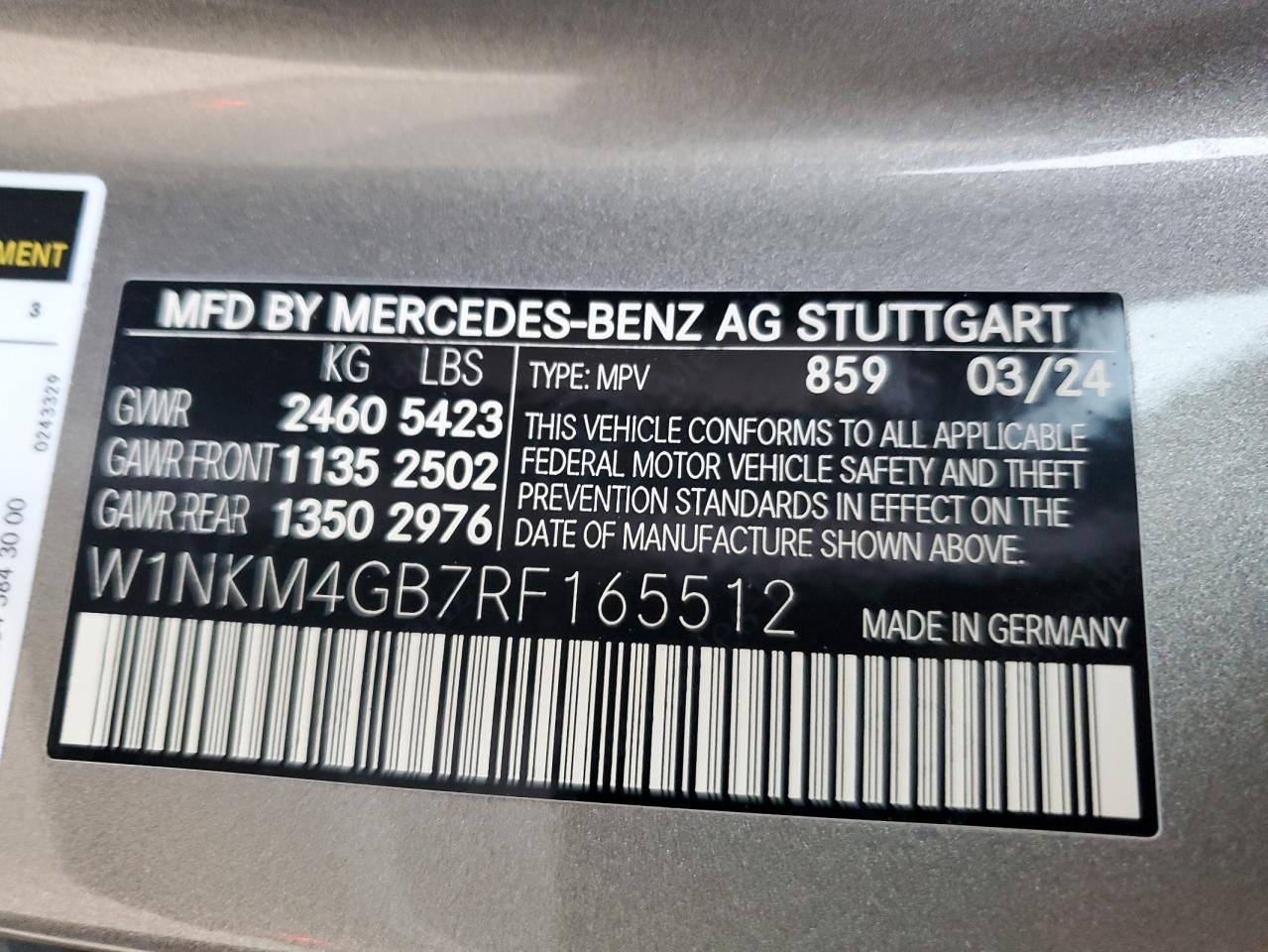 2024 Mercedes-Benz Glc 300 VIN: W1NKM4GB7RF165512 Lot: 84891304