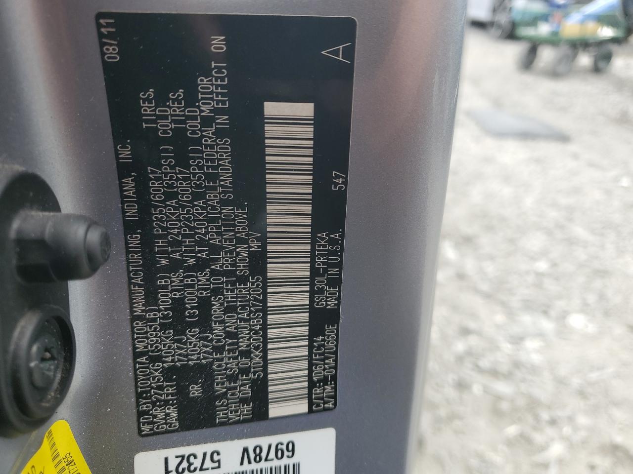 2011 Toyota Sienna Le VIN: 5TDKK3DC4BS172055 Lot: 69471705