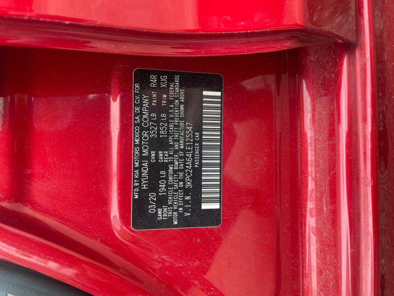 2020 Hyundai Accent Se VIN: 3KPC24A64LE125547 Lot: 84518304