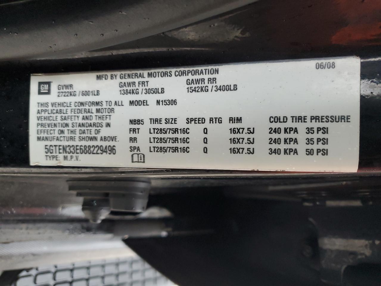 2008 Hummer H3 Adventure VIN: 5GTEN33E688229496 Lot: 84799824