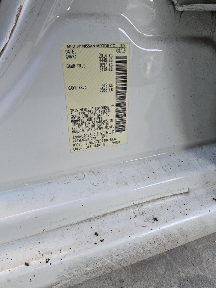 2020 Nissan Altima Sr VIN: 1N4AL4CV8LC151610 Lot: 82953194