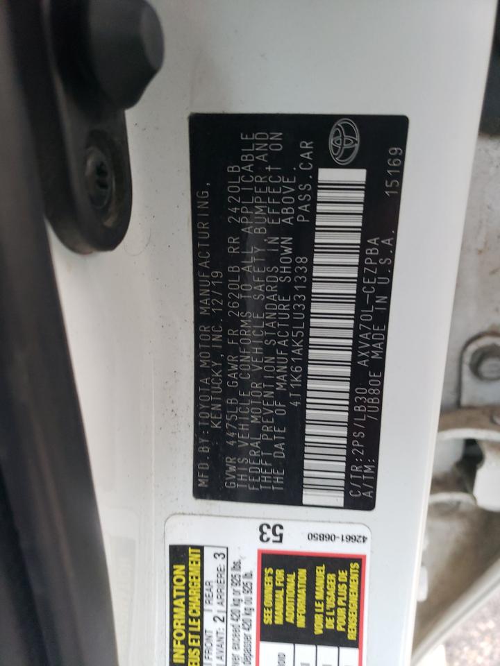 2020 Toyota Camry Xse VIN: 4T1K61AK5LU331338 Lot: 83591174