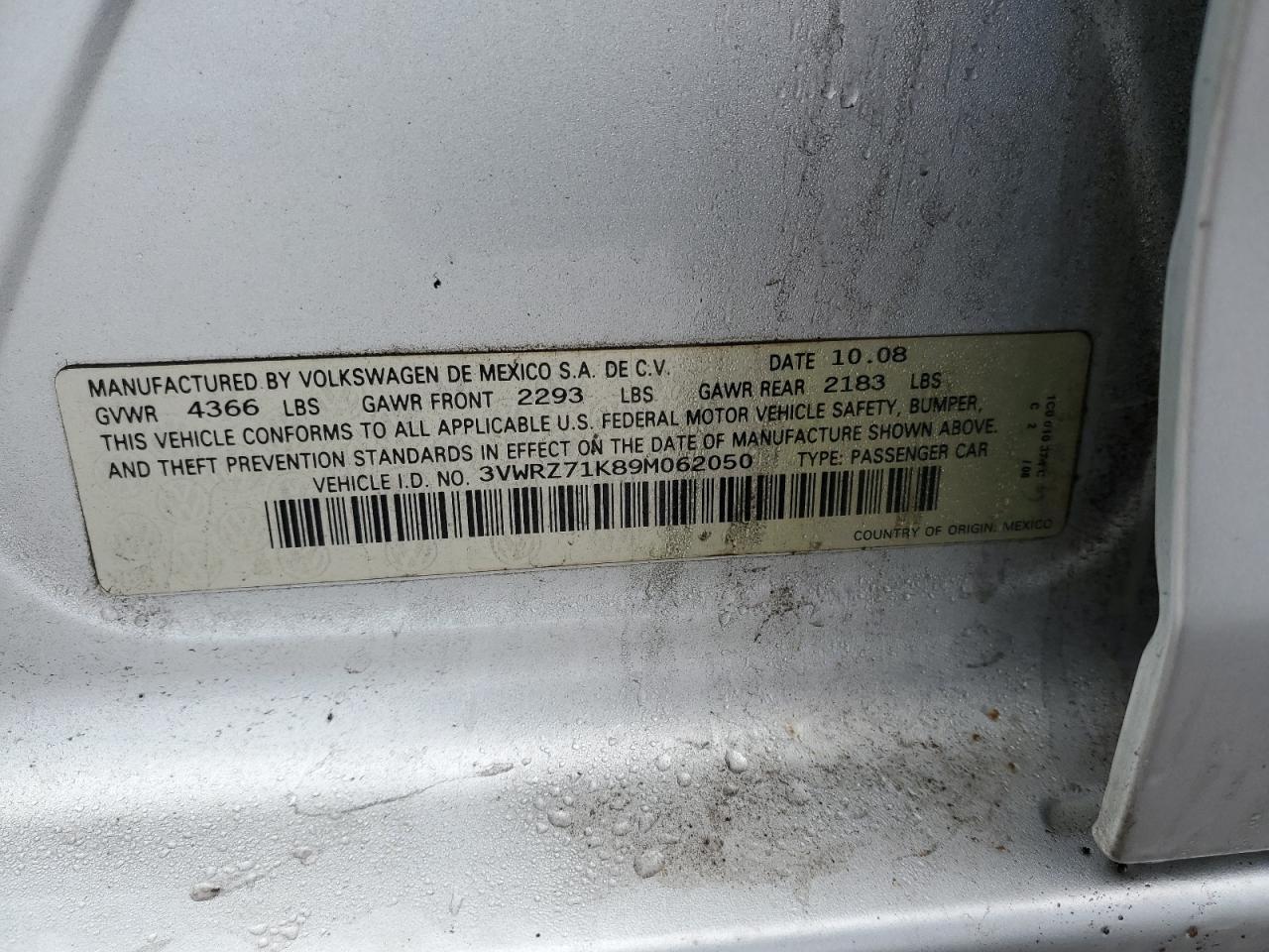 2009 Volkswagen Jetta Se VIN: 3VWRZ71K89M062050 Lot: 83973194