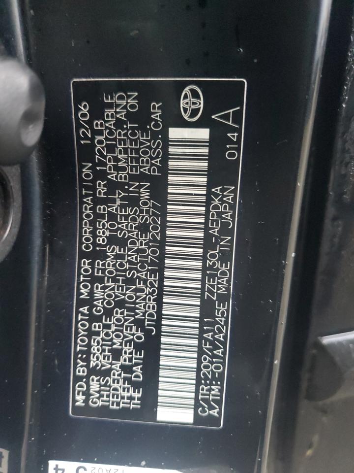 2007 Toyota Corolla Ce VIN: JTDBR32E170120277 Lot: 86611404