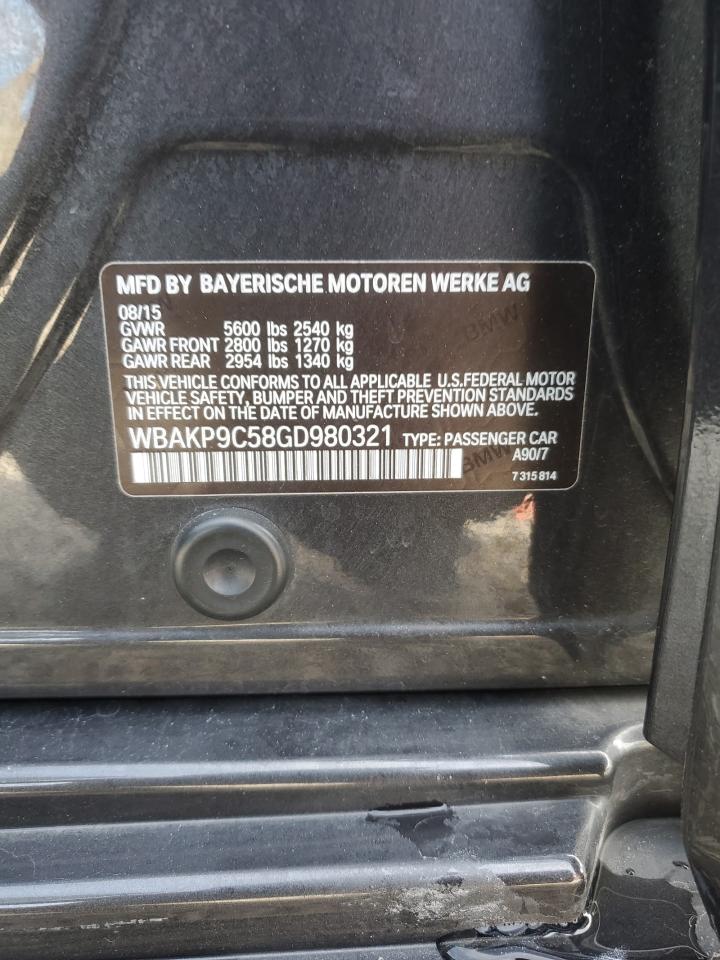 2016 BMW 550 Xi VIN: WBAKP9C58GD980321 Lot: 84250044