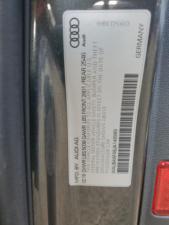 2018 Audi S4 Premium Plus VIN: WAUB4AF48JA146989 Lot: 75721064