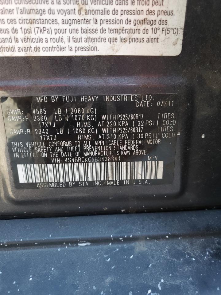 2011 Subaru Outback 2.5I Limited VIN: 4S4BRCKC5B3438341 Lot: 83920154