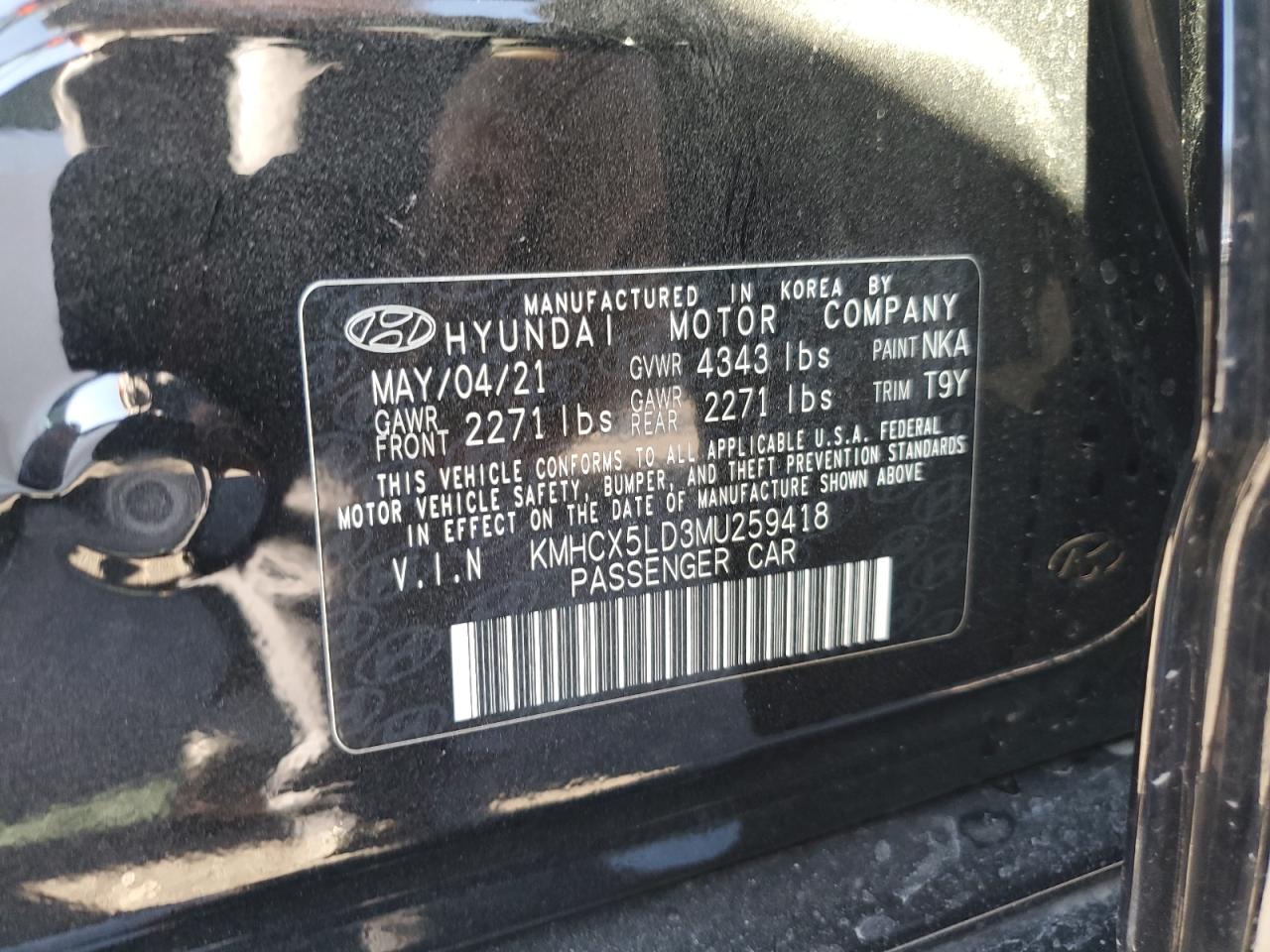 2021 Hyundai Ioniq Limited VIN: KMHCX5LD3MU259418 Lot: 82593434