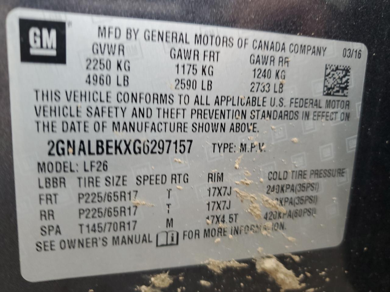 VIN 2GNALBEKXG6297157 2016 CHEVROLET EQUINOX no.13