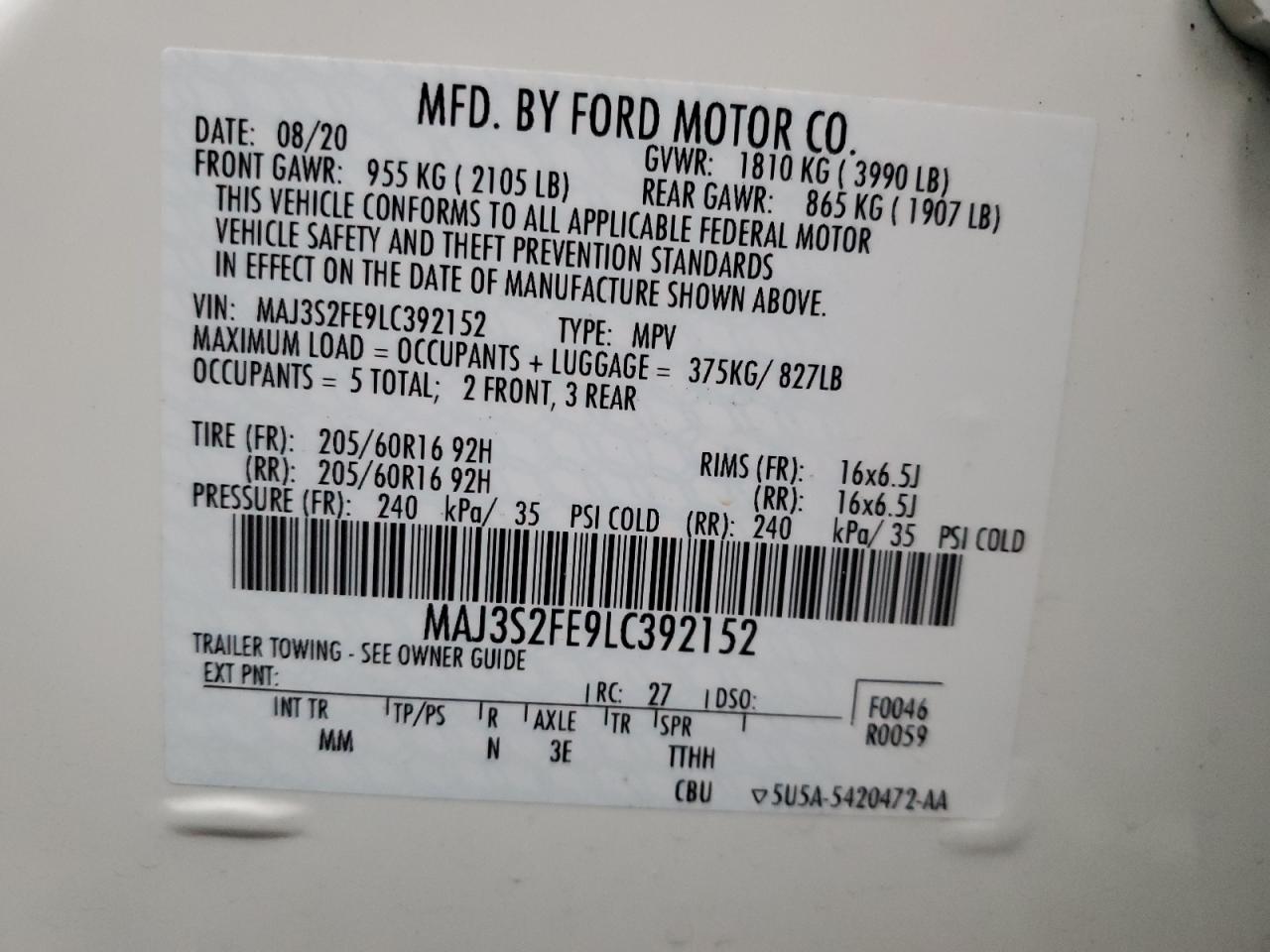 2020 Ford Ecosport S VIN: MAJ3S2FE9LC392152 Lot: 85709374