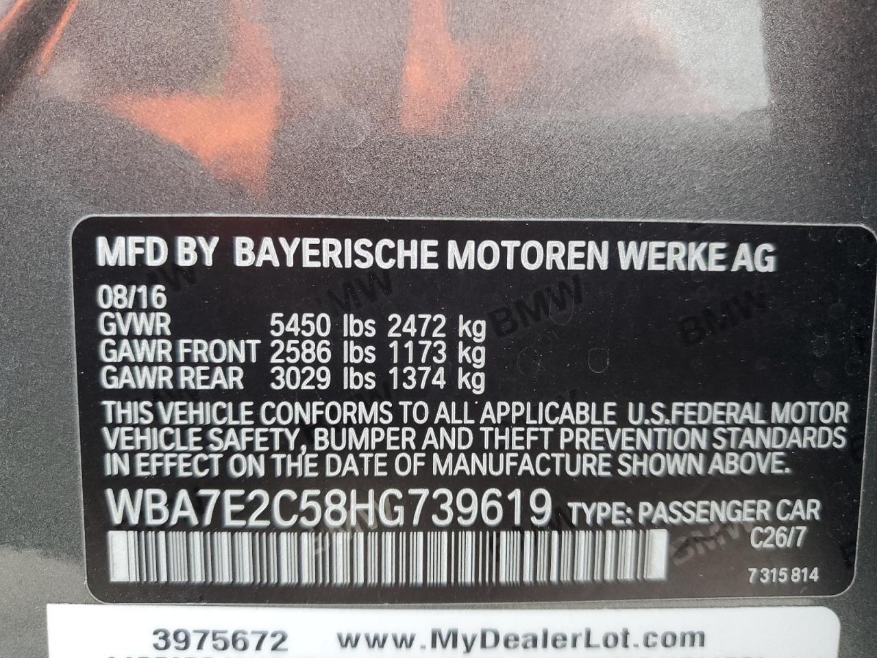 VIN WBA7E2C58HG739619 2017 BMW 7 SERIES no.13