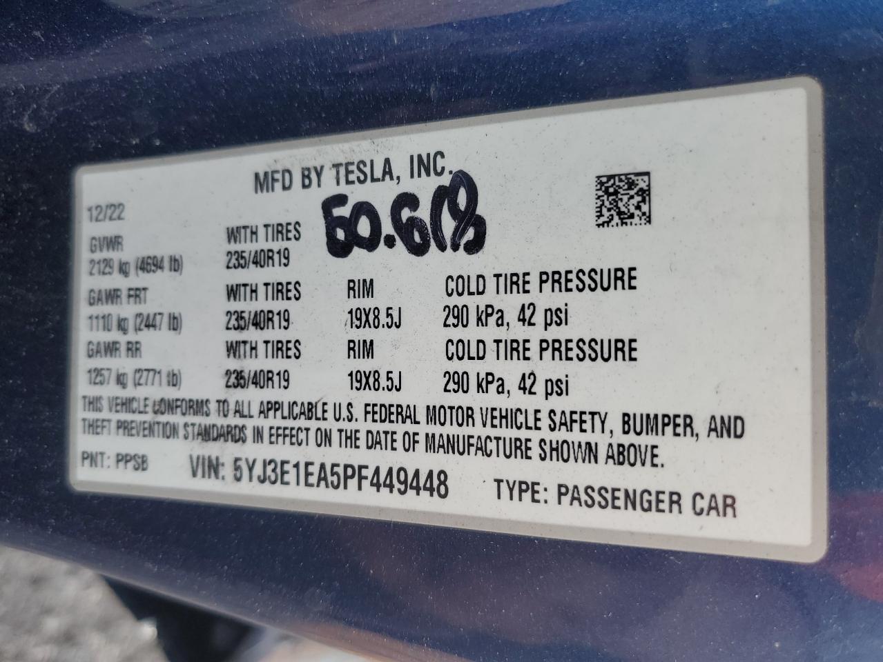 VIN 5YJ3E1EA5PF449448 2023 TESLA MODEL 3 no.12