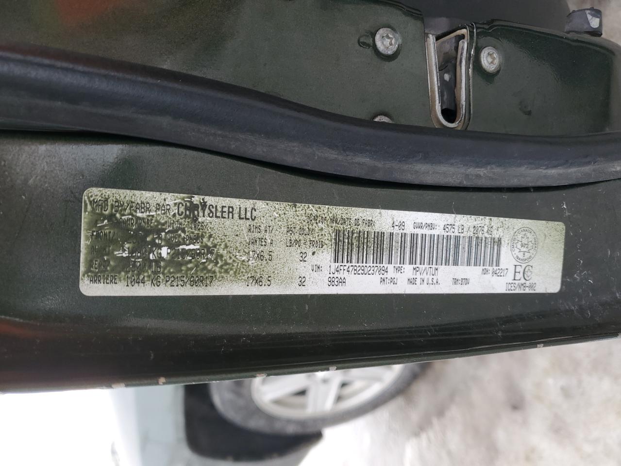 2009 Jeep Compass Sport VIN: 1J4FF47B29D237094 Lot: 86286084