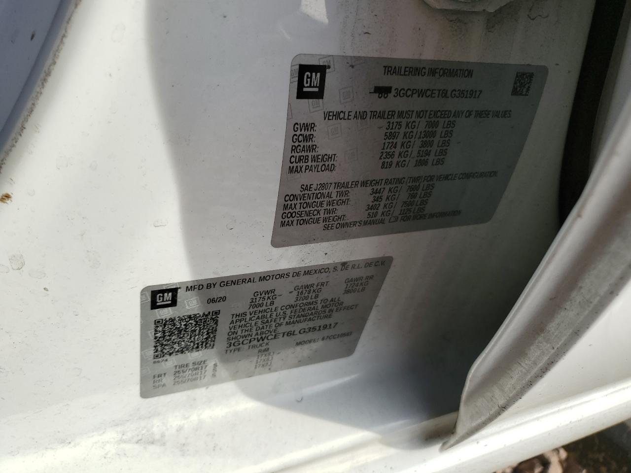 2020 Chevrolet Silverado C1500 Lt VIN: 3GCPWCET6LG351917 Lot: 86346364