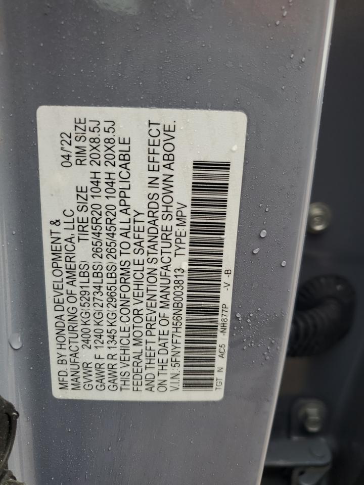 VIN 5FNYF7H56NB003813 2022 HONDA PASSPORT no.13