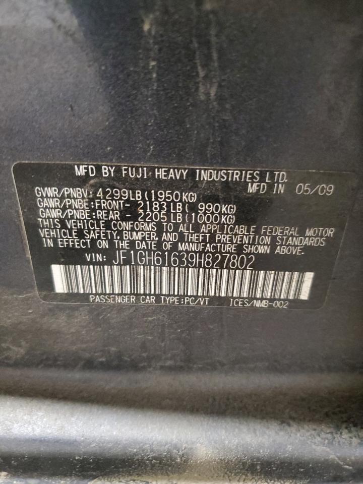 2009 Subaru Impreza 2.5I VIN: JF1GH61639H827802 Lot: 86037694