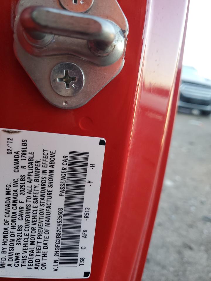 2012 Honda Civic Ex VIN: 2HGFG3B82CH535603 Lot: 84673174